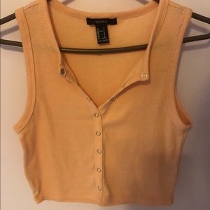 Cropped button up tank top